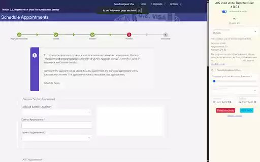 AIS Visa Auto Rescheduler  from Chrome web store to be run with OffiDocs Chromium online