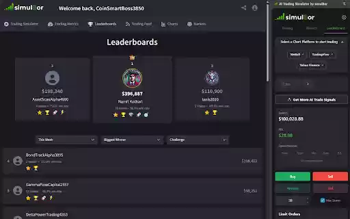 AI Trading Simulator by simul8or  from Chrome web store to be run with OffiDocs Chromium online