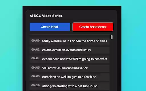 AI UGC Video Script  from Chrome web store to be run with OffiDocs Chromium online