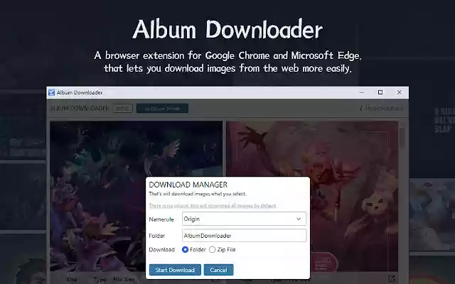 Album Downloader  from Chrome web store to be run with OffiDocs Chromium online