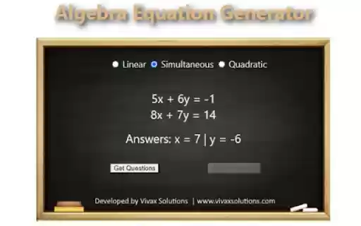 Algebra Equation Generator from Chrome web store to be run with OffiDocs Chromium online Algebra Equation Generator from Chrome web store to be run with OffiDocs Chromium online