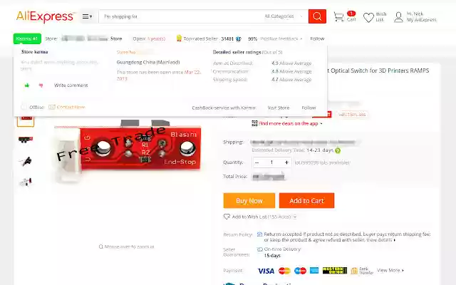 Aliexpress.com personal karma counter  from Chrome web store to be run with OffiDocs Chromium online
