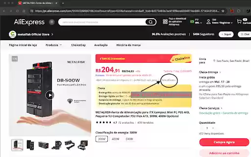 AliExpress Desconto Moedas  from Chrome web store to be run with OffiDocs Chromium online
