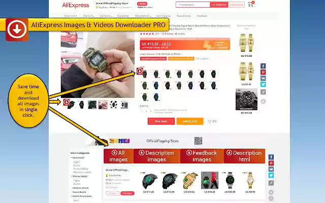 AliExpress Images Videos Downloader PRO de la boutique en ligne Chrome à exécuter avec OffiDocs Chromium en ligne