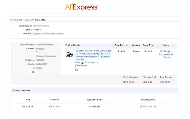 AliExpress Order Extractor  from Chrome web store to be run with OffiDocs Chromium online