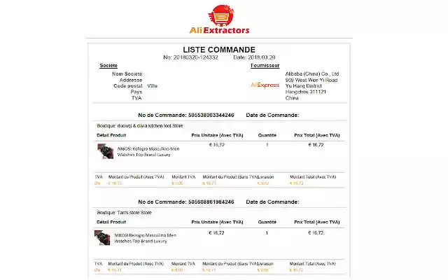 AliExpress Order PDF Generator  from Chrome web store to be run with OffiDocs Chromium online
