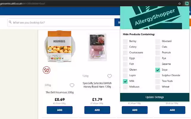 Allergy Shopper  from Chrome web store to be run with OffiDocs Chromium online