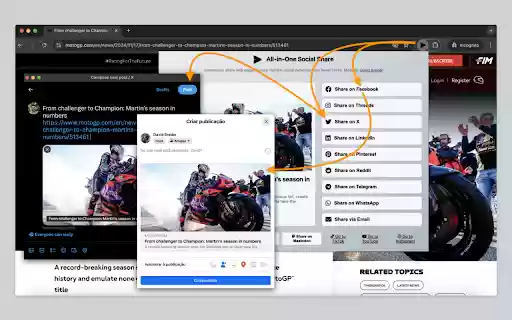 All in One Social Share  from Chrome web store to be run with OffiDocs Chromium online