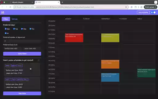 Allocate Schedule Visualiser  from Chrome web store to be run with OffiDocs Chromium online