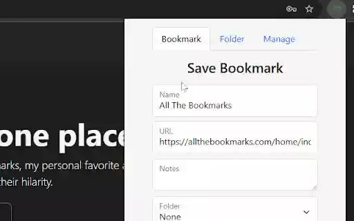 AllTheBookmarks  from Chrome web store to be run with OffiDocs Chromium online