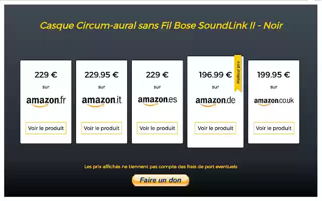 Amazon comparateur  from Chrome web store to be run with OffiDocs Chromium online