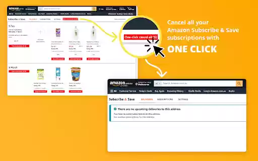Amazon Subscribe  Save one click cancel  from Chrome web store to be run with OffiDocs Chromium online
