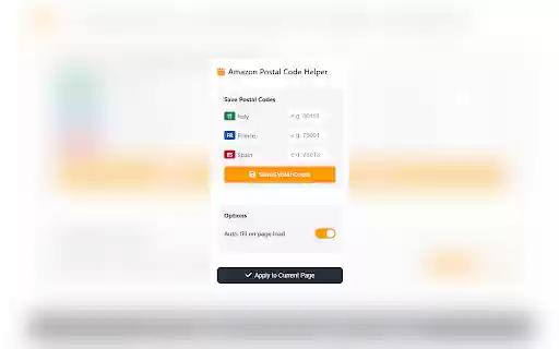Amazon ZIP Code Helper  from Chrome web store to be run with OffiDocs Chromium online