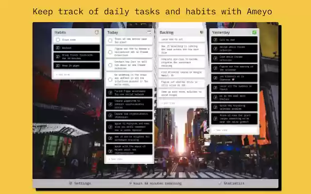 Ameyo | Task + Habit Tracker de Chrome web store para ejecutarse con OffiDocs Chromium en línea