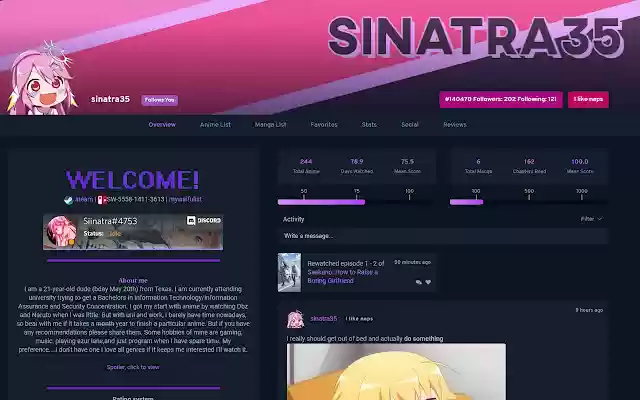 anilistSocial  from Chrome web store to be run with OffiDocs Chromium online