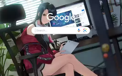 Anime Girl Computer Headphone Anime Theme  from Chrome web store to be run with OffiDocs Chromium online