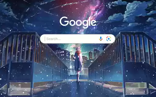 Anime Girl Starry Night Sky Snowking Milky Way Scenery Anime Theme  from Chrome web store to be run with OffiDocs Chromium online