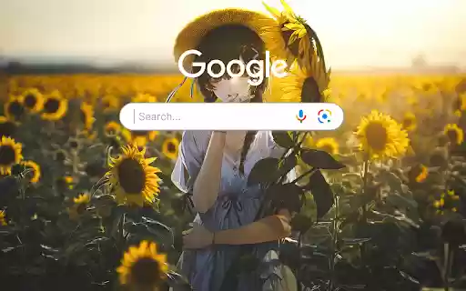 Anime Girl Sunflower Field Anime Theme  from Chrome web store to be run with OffiDocs Chromium online