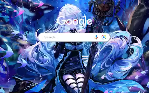Anime Girl Sword Underwater Skadi Arknights Anime Theme  from Chrome web store to be run with OffiDocs Chromium online