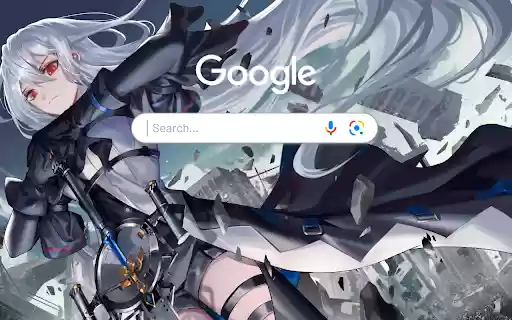 Anime Girl Warrior White Hair Skadi Arknights Anime Theme  from Chrome web store to be run with OffiDocs Chromium online