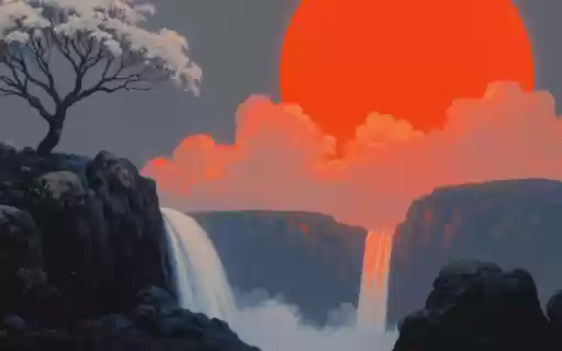 Anime Sunset Waterfall  from Chrome web store to be run with OffiDocs Chromium online