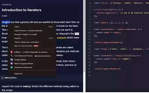 Anki Flashcard Sender  from Chrome web store to be run with OffiDocs Chromium online
