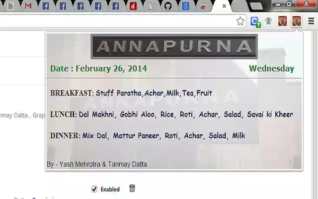 Annapurna Menu  from Chrome web store to be run with OffiDocs Chromium online
