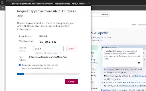 ANOTHERpass Browser Extension  from Chrome web store to be run with OffiDocs Chromium online