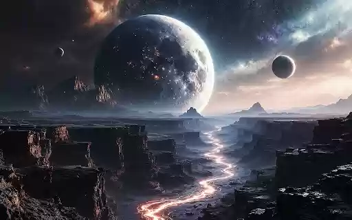 An otherworldly canyon stretches under an alien sky  from Chrome web store to be run with OffiDocs Chromium online