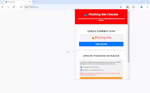 AntiPhish Phishing Site Checker  from Chrome web store to be run with OffiDocs Chromium online