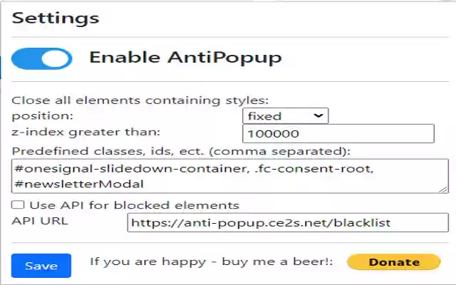 Anti Popup  from Chrome web store to be run with OffiDocs Chromium online