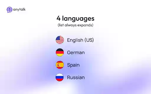 Anytalk: Real time translator and voiceover from Chrome web store to be run with OffiDocs Chromium online Anytalk: Real time translator and voiceover from Chrome web store to be run with OffiDocs Chromium online