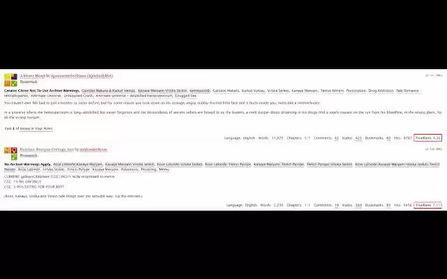 AO3 TrueRank  from Chrome web store to be run with OffiDocs Chromium online