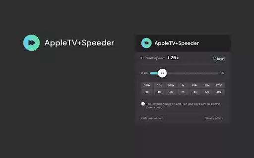 Apple TV Speeder: adjust playback speed from Chrome web store to be run with OffiDocs Chromium online Apple TV Speeder: adjust playback speed from Chrome web store to be run with OffiDocs Chromium online