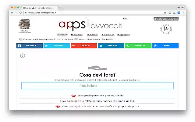 apps! avvocati  from Chrome web store to be run with OffiDocs Chromium online