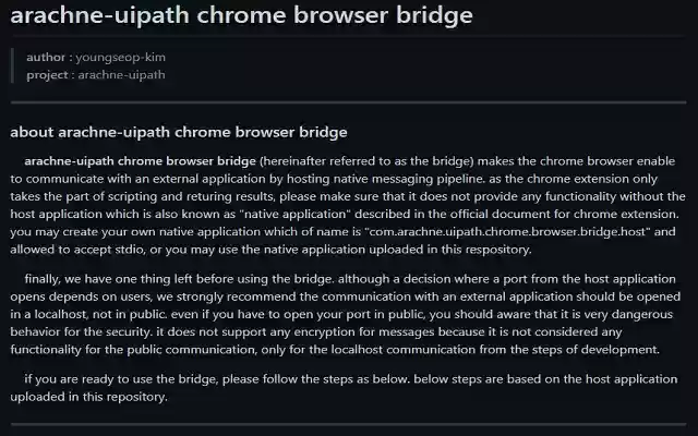 arachne.uipath.chrome.browser.bridge.app  from Chrome web store to be run with OffiDocs Chromium online