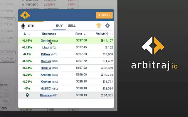Arbitraj: Crypto Price Comparison  from Chrome web store to be run with OffiDocs Chromium online