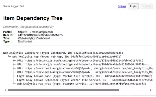 ArcGIS Item Dependency Viewer  from Chrome web store to be run with OffiDocs Chromium online