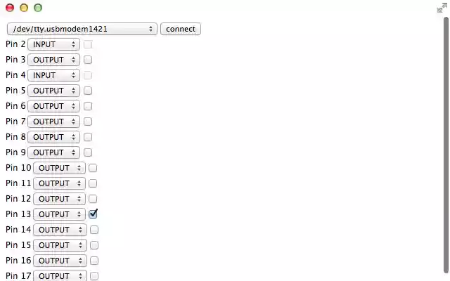 Arduino Firmata controller  from Chrome web store to be run with OffiDocs Chromium online