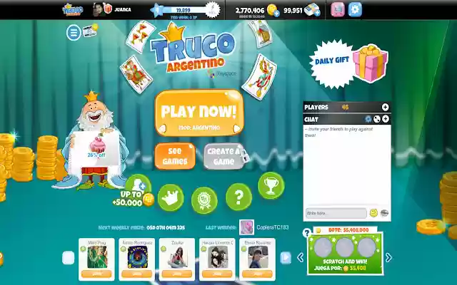Argentinian Truco Playspace  from Chrome web store to be run with OffiDocs Chromium online