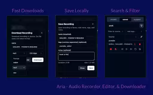 Aria: Audio Voice Recorder, Editor Downloader from Chrome web store to be run with OffiDocs Chromium online Aria: Audio Voice Recorder, Editor Downloader from Chrome web store to be run with OffiDocs Chromium online