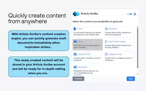 Article Scribe  from Chrome web store to be run with OffiDocs Chromium online
