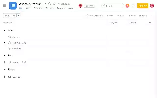 asana subtasks  from Chrome web store to be run with OffiDocs Chromium online