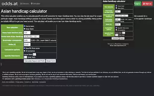 Asian handicap calculator from Chrome web store to be run with OffiDocs Chromium online Asian handicap calculator from Chrome web store to be run with OffiDocs Chromium online