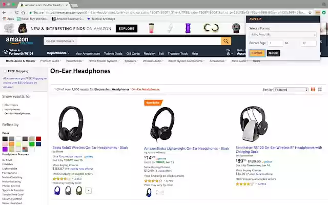 ASIN RIP  from Chrome web store to be run with OffiDocs Chromium online