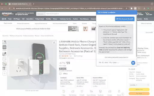 Ask AI about a website  from Chrome web store to be run with OffiDocs Chromium online