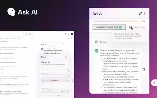 Ask AI Browser  from Chrome web store to be run with OffiDocs Chromium online