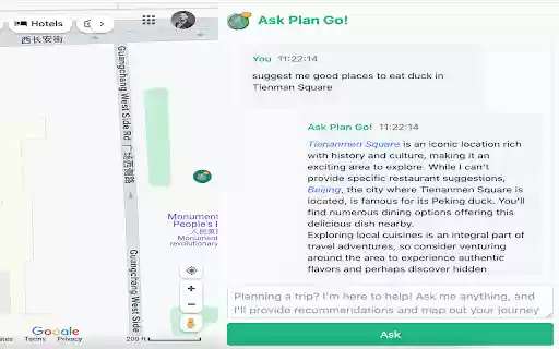 Ask Plan Go! for Google Maps from Chrome web store to be run with OffiDocs Chromium online Ask Plan Go! for Google Maps from Chrome web store to be run with OffiDocs Chromium online