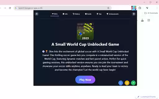 A Small World Cup Unblocked Game  from Chrome web store to be run with OffiDocs Chromium online