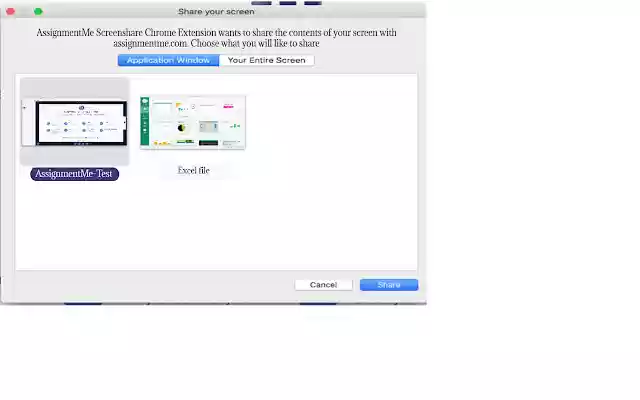 AssignmentMe Screenshare Extension  from Chrome web store to be run with OffiDocs Chromium online